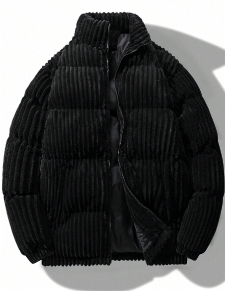 Manfinity Homme Veste matelassée zippée en velours côtelé coupe extra ample pour hommes