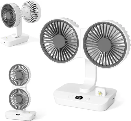 Ventilateur Double Tête Oscillant Rechargeable