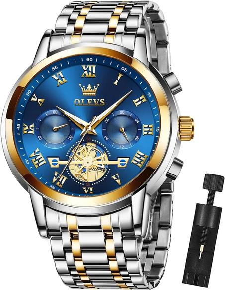 Montre homme Olevs Chronographe en acier inoxydable + Bonus