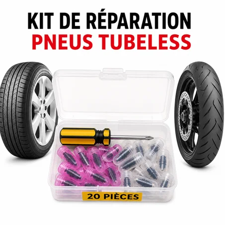KitPneu - (20 Pièces) Kit de réparation universel de pneus pour voiture, moto et vélo