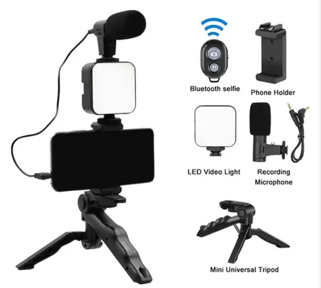 Kit Vidéo Professionnel pour Smartphone avec Micro et LED