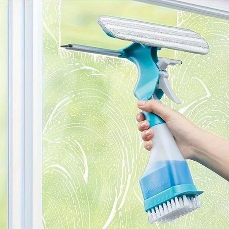 Nettoyeur de Vitres 4-en-1 avec Spray Intégré