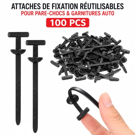 AutoFix - (100 Pièces) Attaches de Fixation Réutilisables pour Pare-chocs & Garnitures Auto & Moto