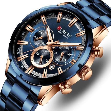 Montre homme CURREN Chronographe Business Bleu en acier inoxydable