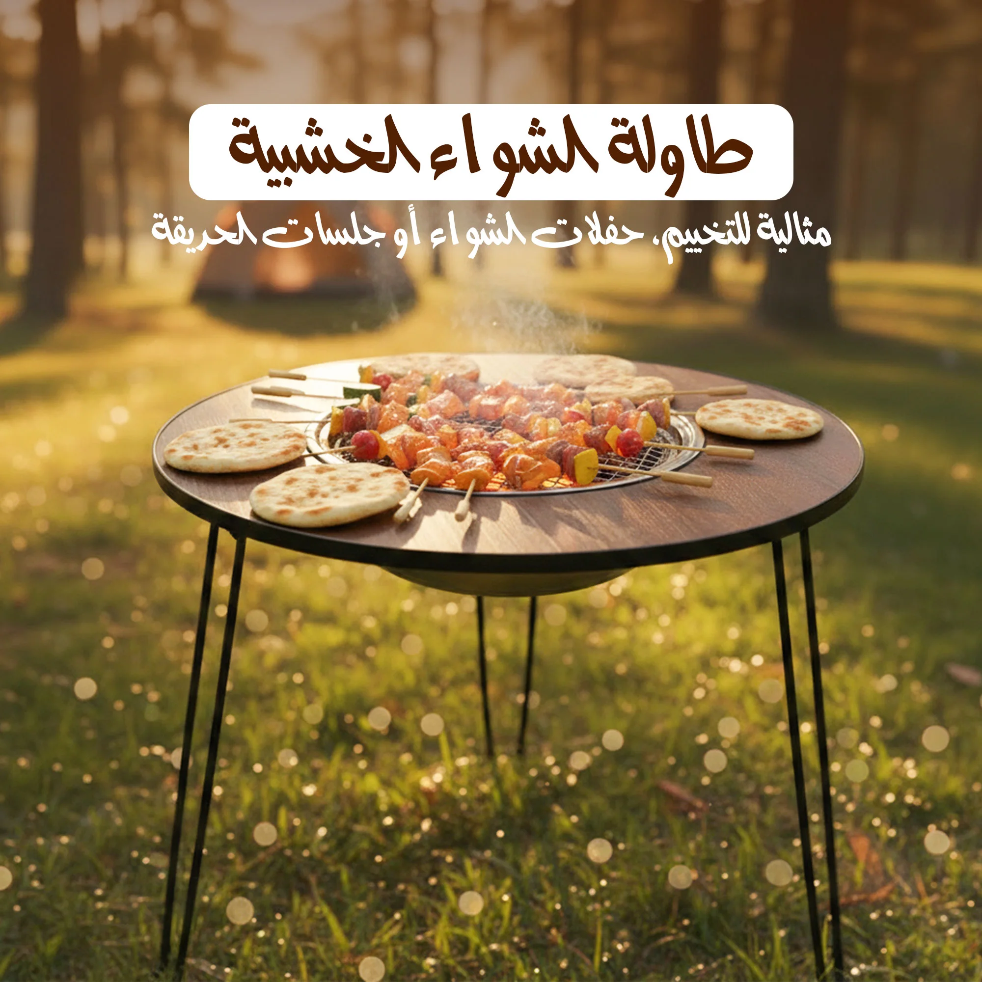 حوّل جلستك إلى صالون شواء فاخر! استمتع بأجمل اللحظات مع طاولة الشواء الخشبية العصرية