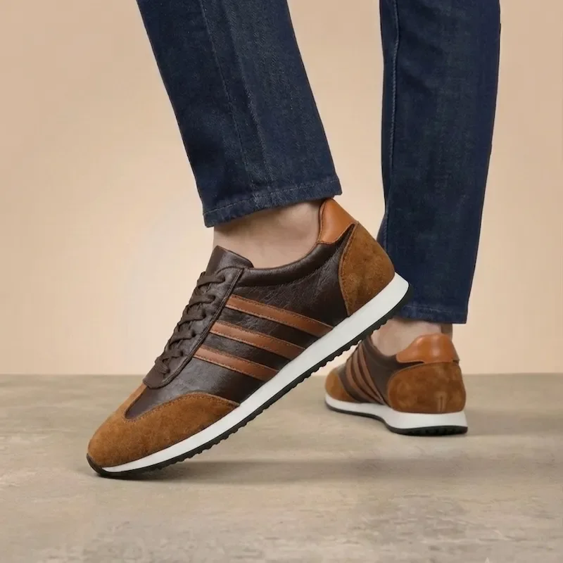 Sneaker Héritage : Cuir & Daim Cognac