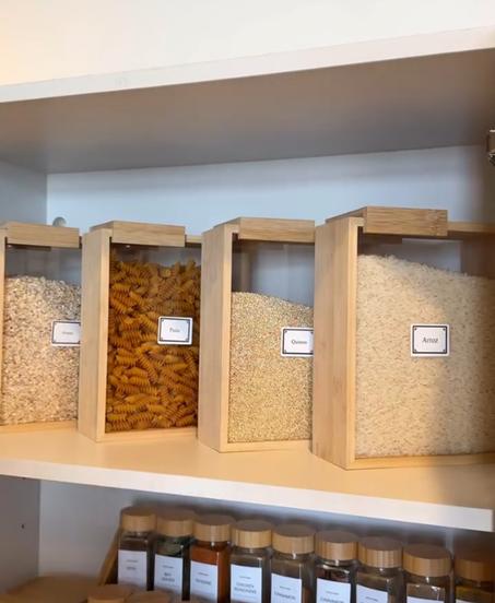 علب تخزين المطبخ الخشبية