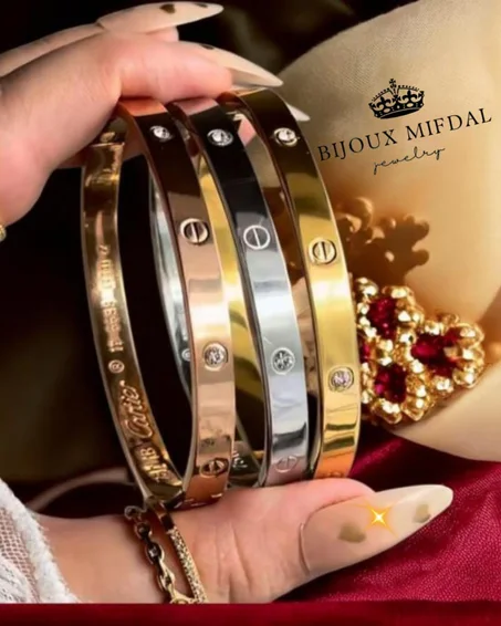 Trio 3 Bracelets – 3 ألوان في طقم واحد (ذهبي – Rose Gold – فضي)