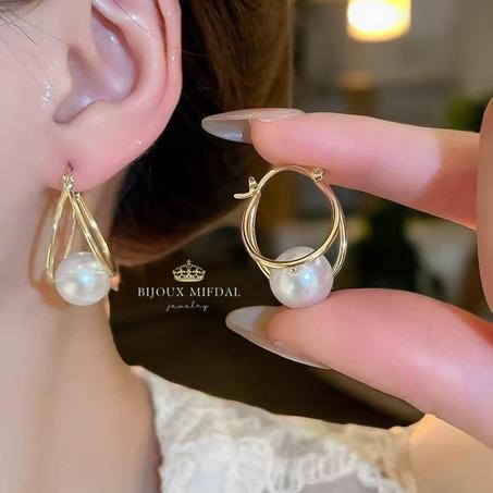 أقراط دوبل أنيقة – لمسة راقية مع عقيق أبيض