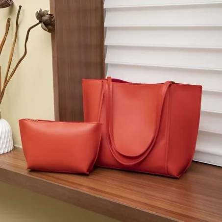 Sac fourré en Cuir avec une pochette assortie multi couleurs