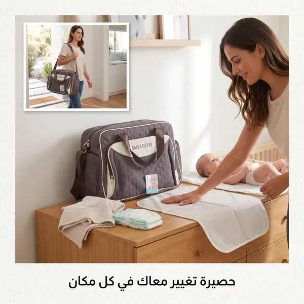 حقيبة ظهر كبيرة السعة للأم والطفل مصنوعة من البوليستر مع مساحة تخزين مدمجة لحفاضات الأطفال