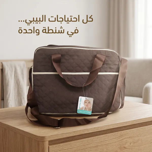 حقيبة ظهر كبيرة السعة للأم والطفل مصنوعة من البوليستر مع مساحة تخزين مدمجة لحفاضات الأطفال