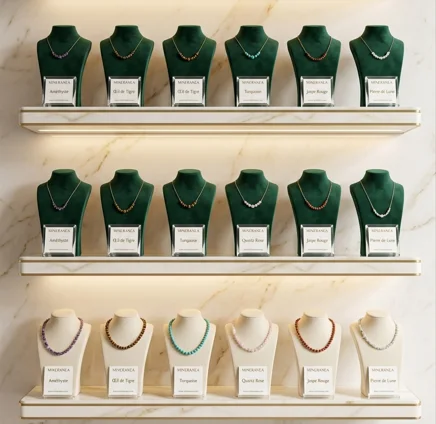 collier en pierre naturel avec acier inoxydable