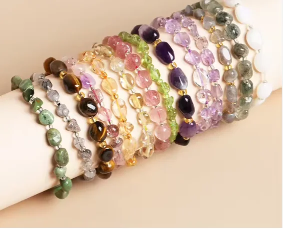 Bracelet de perles irrégulières en pierre naturelle