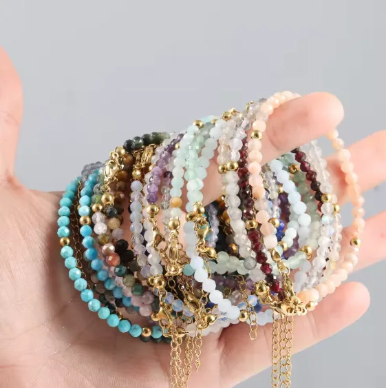 Bracelet en pierre naturelle bohème en acier inoxydable