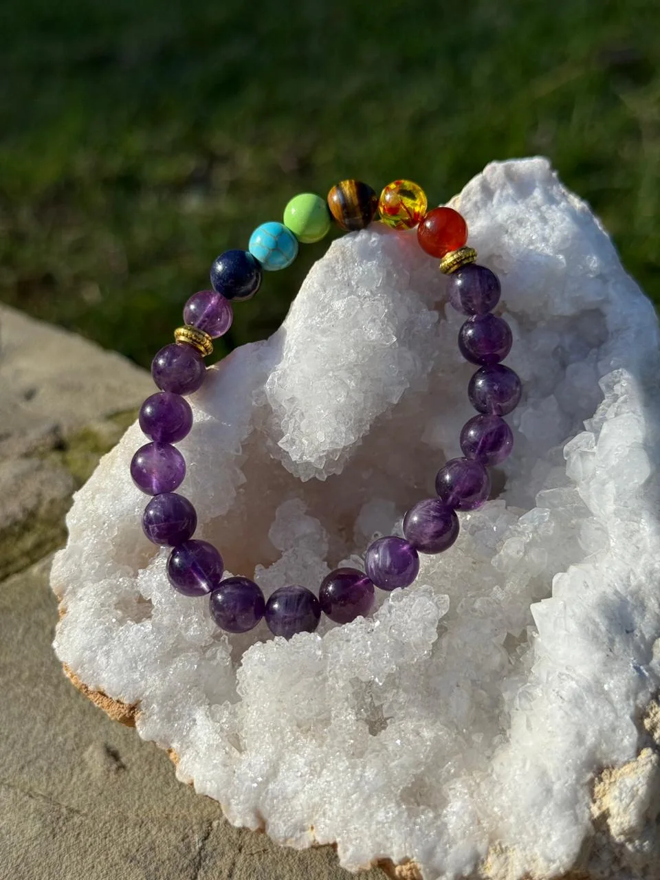 bracelet améthyste chakra /سوار شاكرا من الجمشت