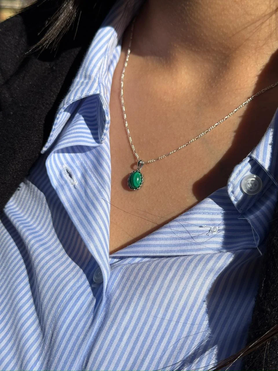 collier malachite en argent s925 / قلادة من الملاكيت من الفضة عيار 925