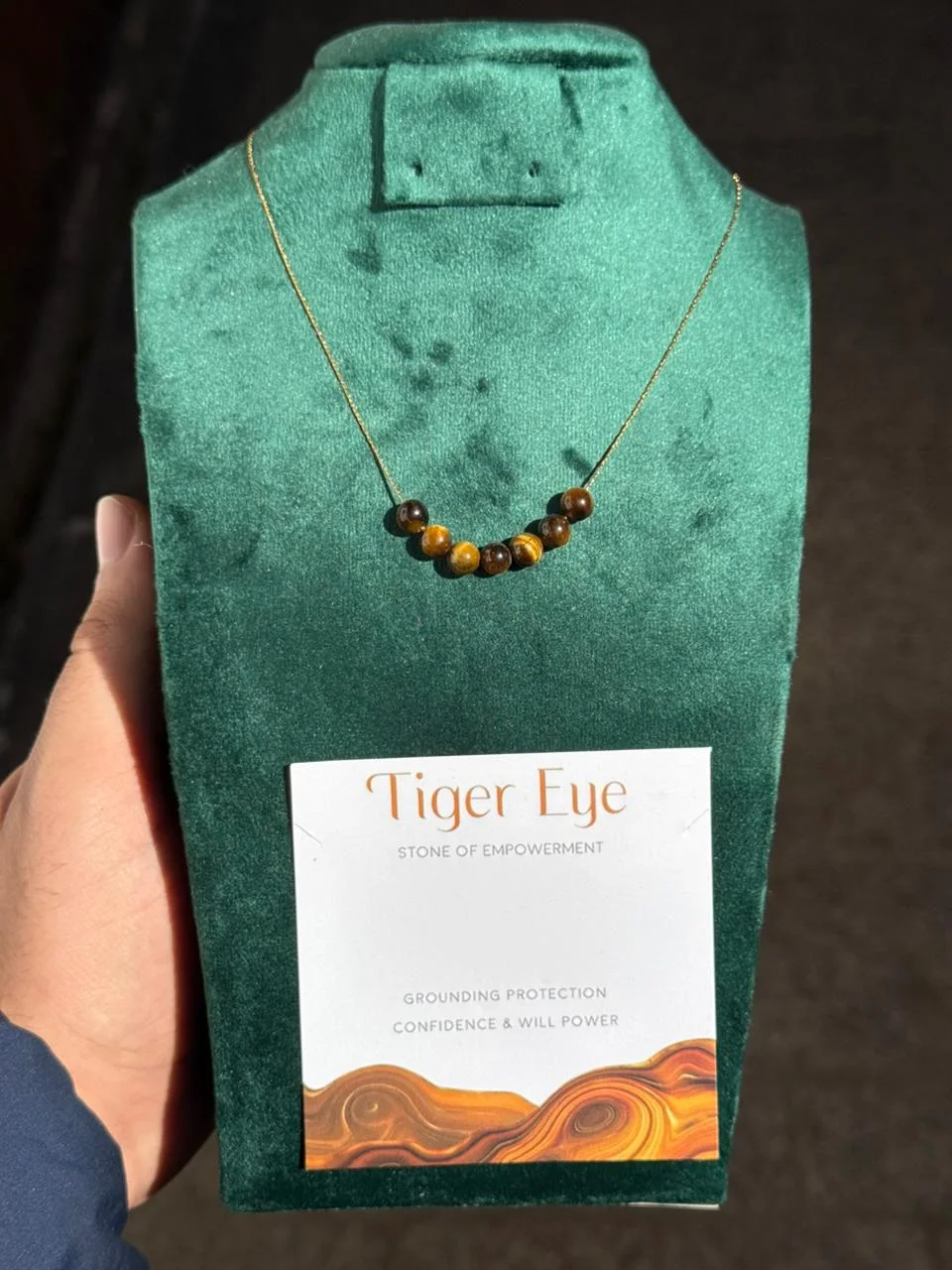 collier oeil de tigre avec acier inoxydable