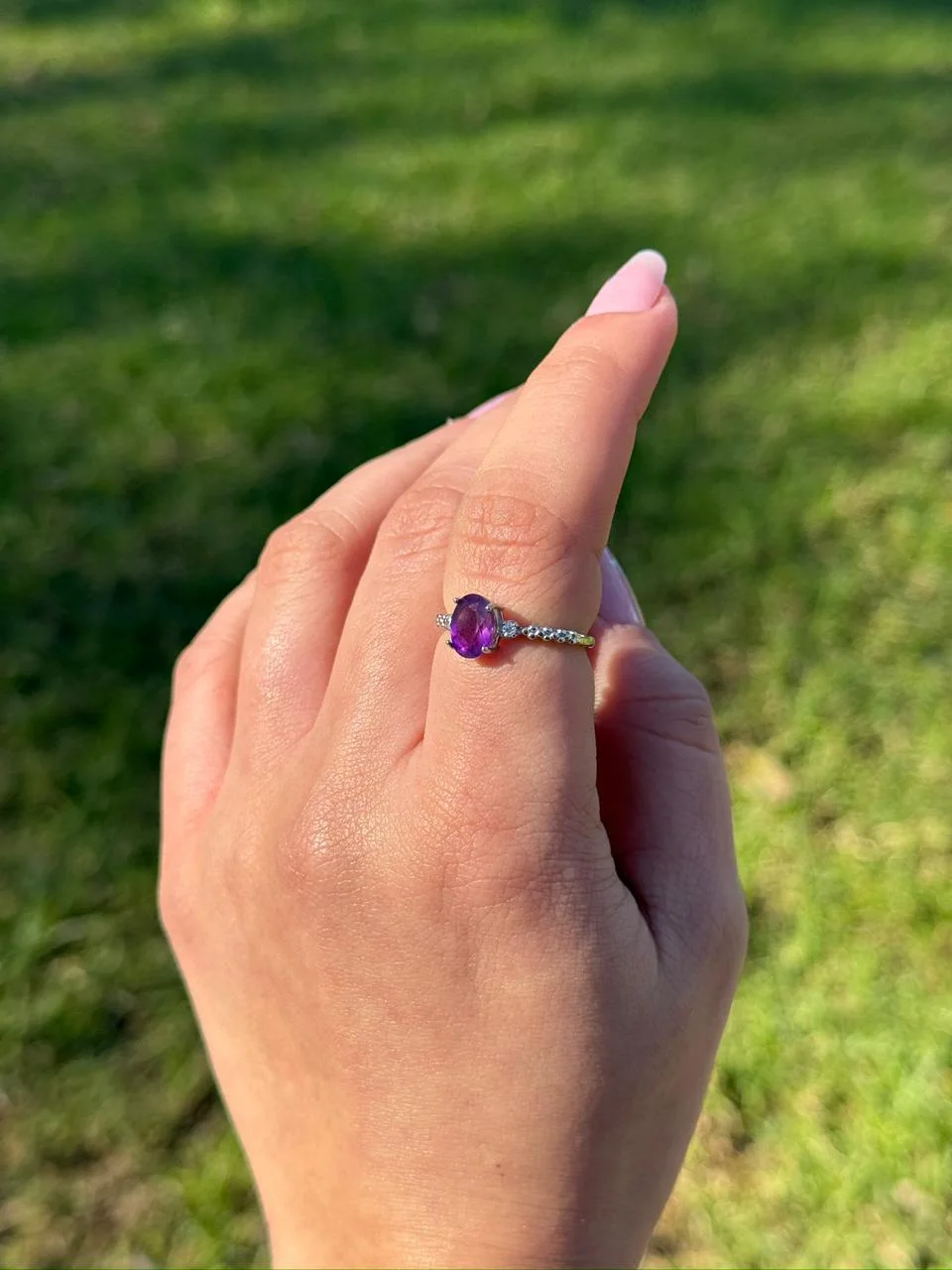 Bague Améthyste en Argent 925 | خاتم الجمشت فضة عيار 925