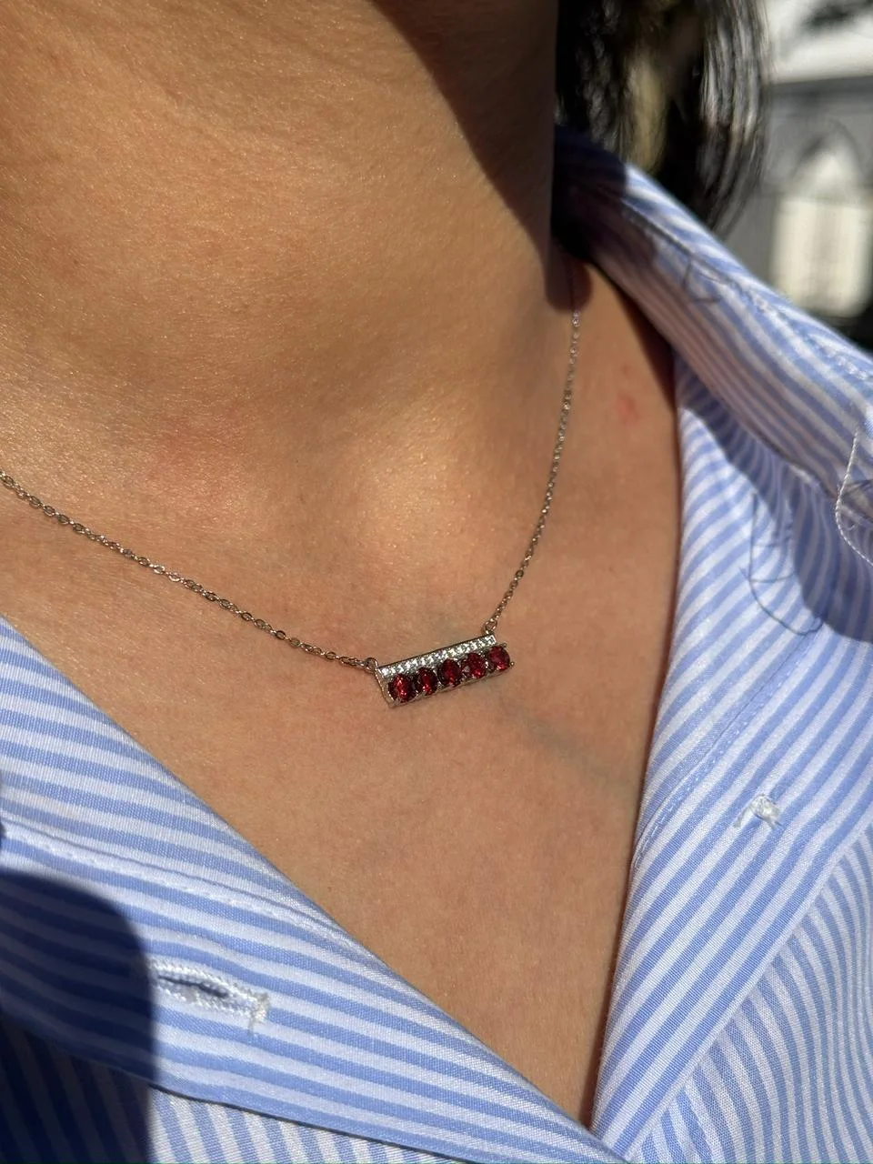 collier garnet en argent 925 / قلادة العقيق الأحمر فضة عيار 925