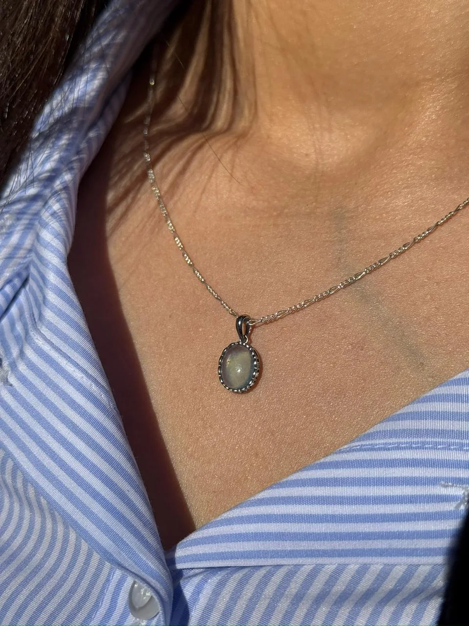 collier aquamarine en argent 925  / قلادة أكوامارين فضة عيار 925