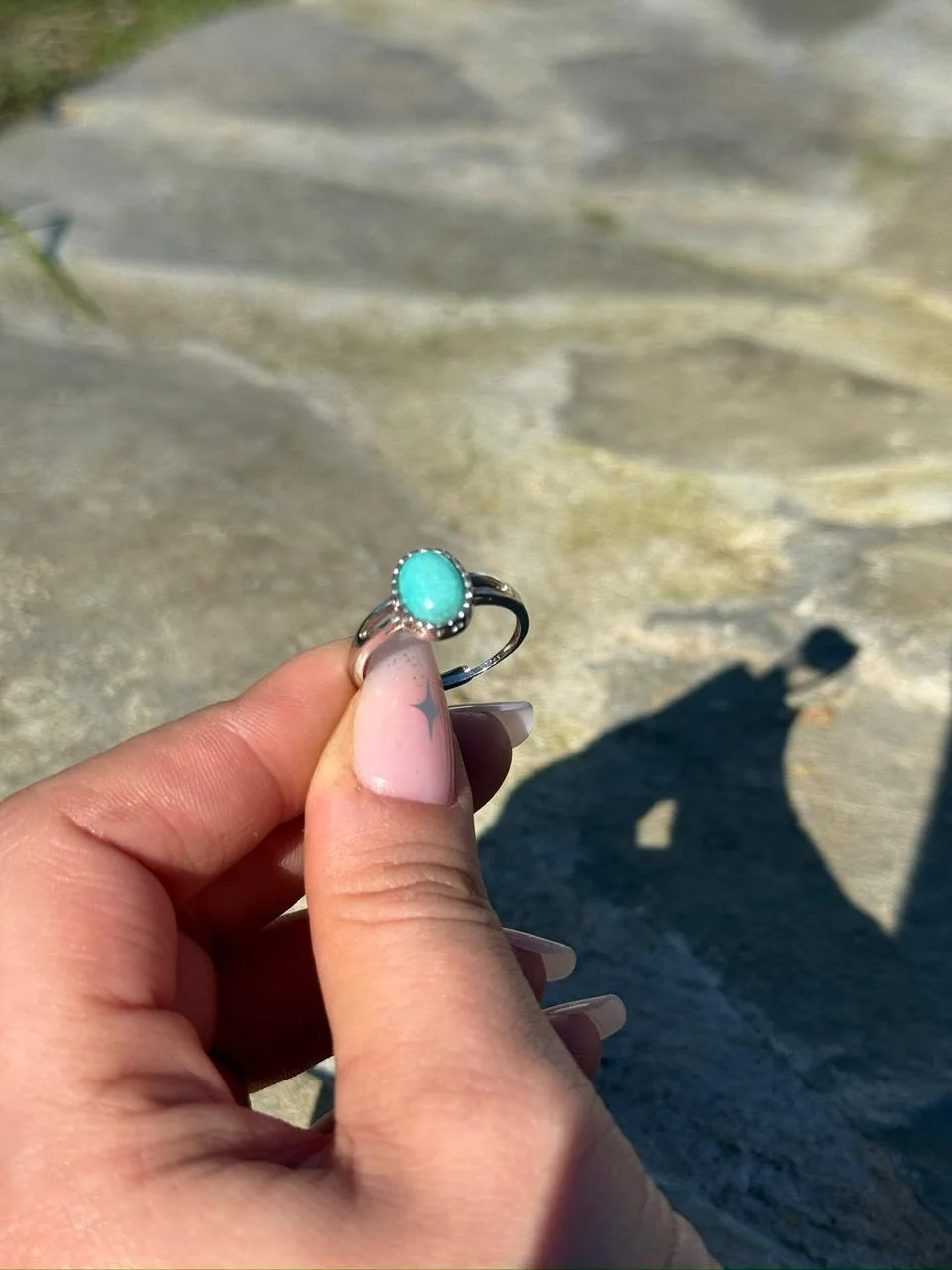 Bague Amazonite en argent s925 /  خاتم أمازونيت من الفضة عيار 925