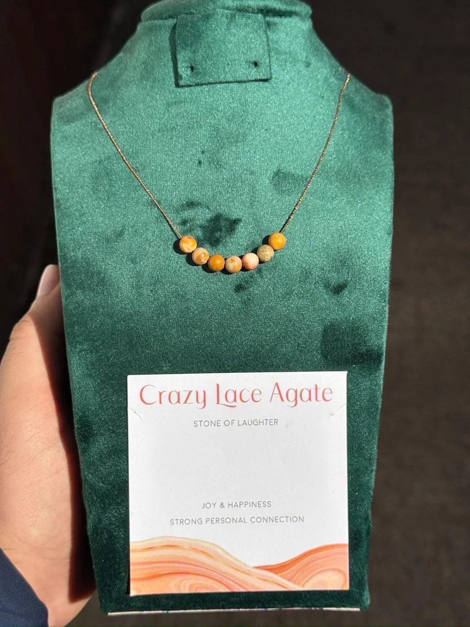 collier crazy lace agate avec acier inoxydable