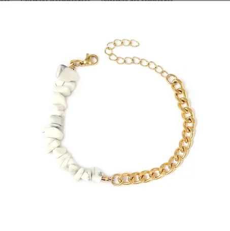 Bracelet Howlite avec acier inoxydable  / سوار هاولايت