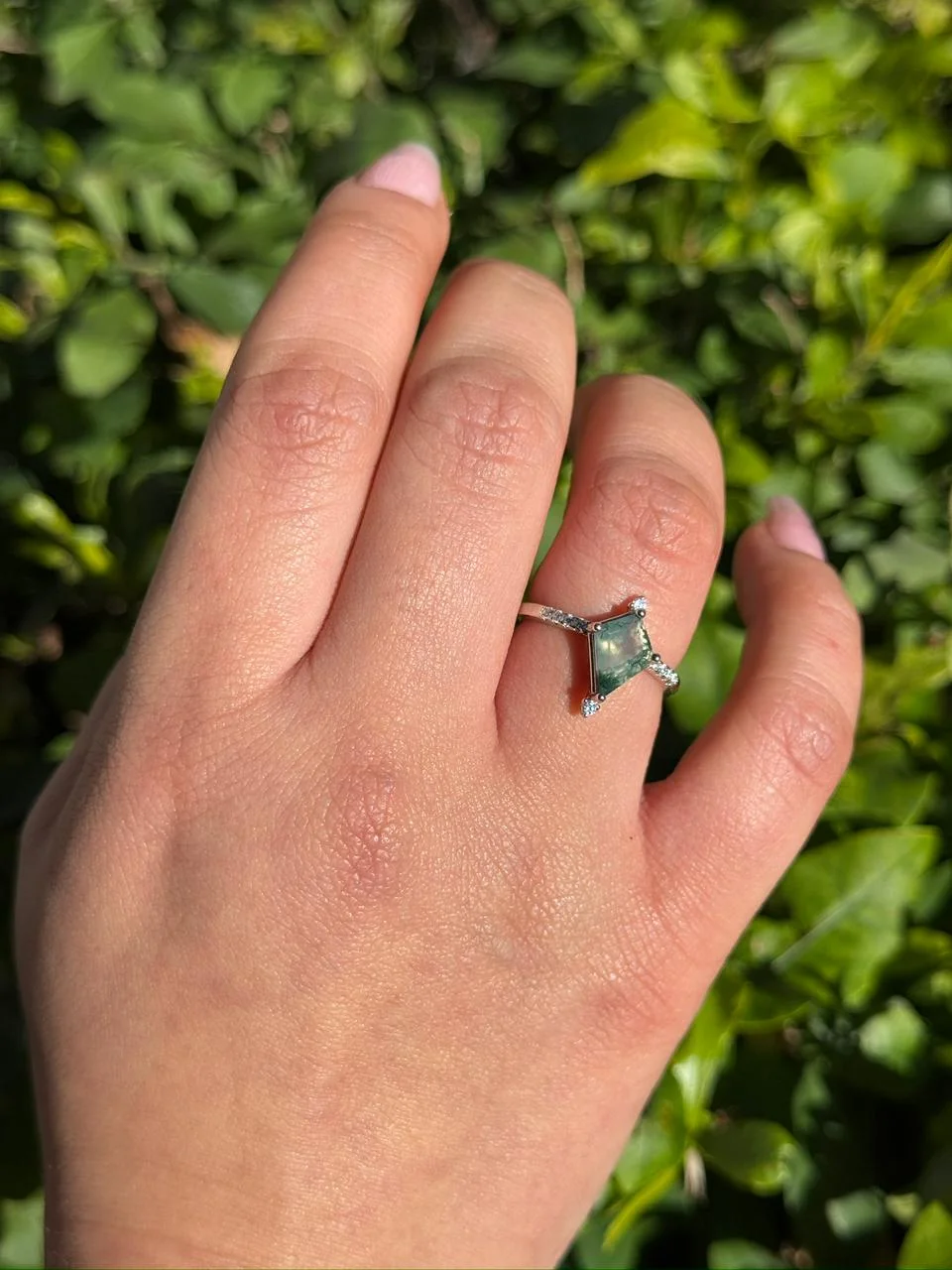 bague tree agate en argent s925 / خاتم حجر عقيق الشجرة من الفضة عيار 925