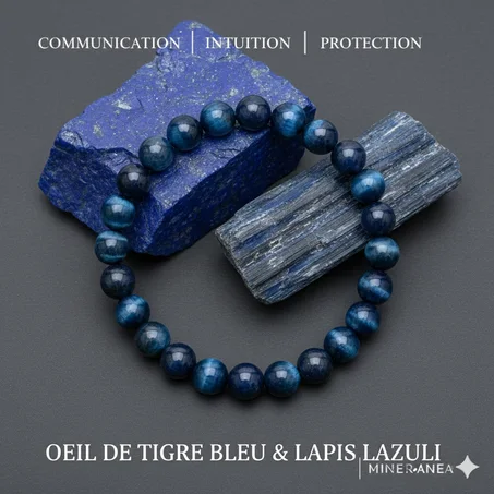 Bracelet œil de tigre bleu & Lapis-lazuli