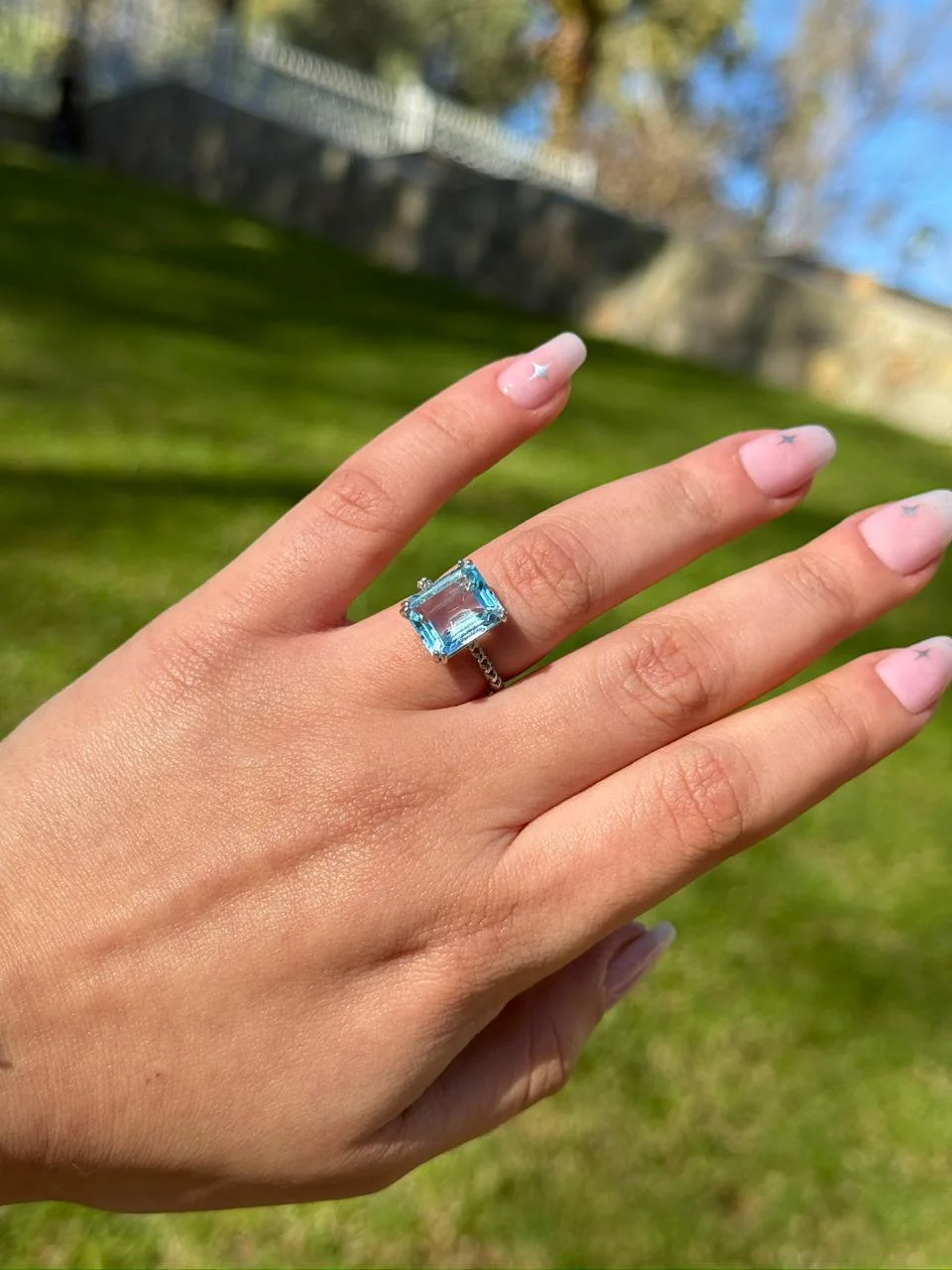 Bague topaz en argent s925/خاتم من التوباز الفضة عيار 925