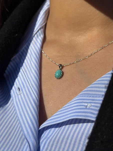 collier Amazonite en argent s925 /  قلادة أمازونيت من الفضة عيار 925