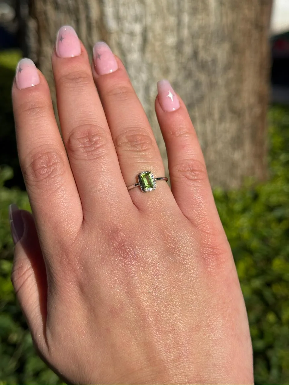 Bague peridot en argent s925/ خاتم من الزبرجد من الفضة عيار 925
