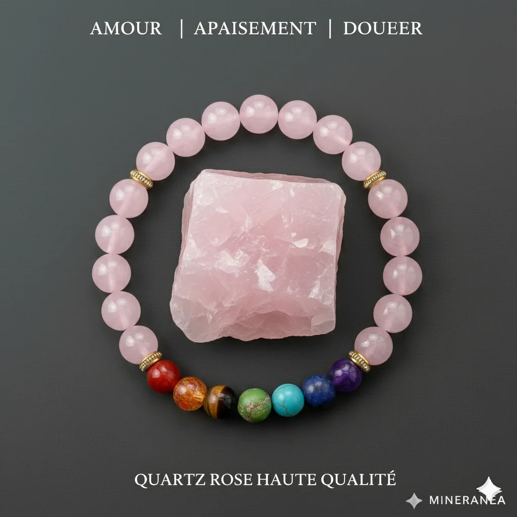 bracelet quartz rose chakra /سوار شاكرا من الكوارتز الوردي