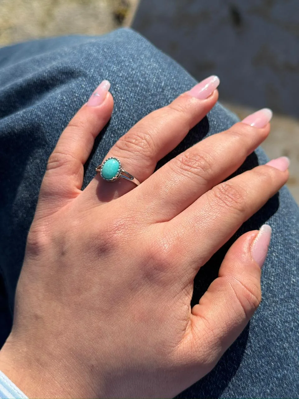 Bague Amazonite en argent s925 /  خاتم أمازونيت من الفضة عيار 925