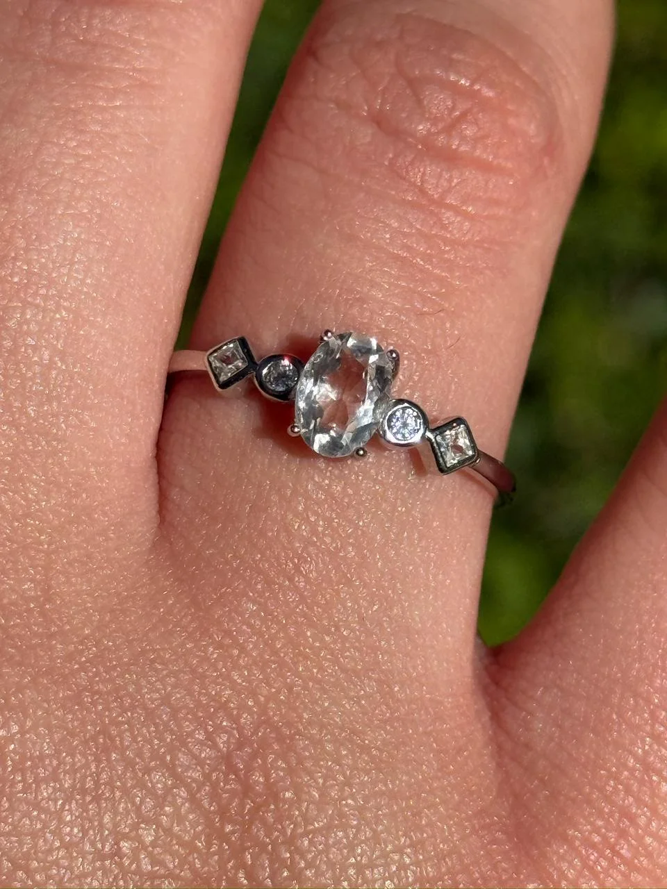 bague quartz claire en argent s925 /خاتم من الكوارتز الشفاف من الفضة عيار 925