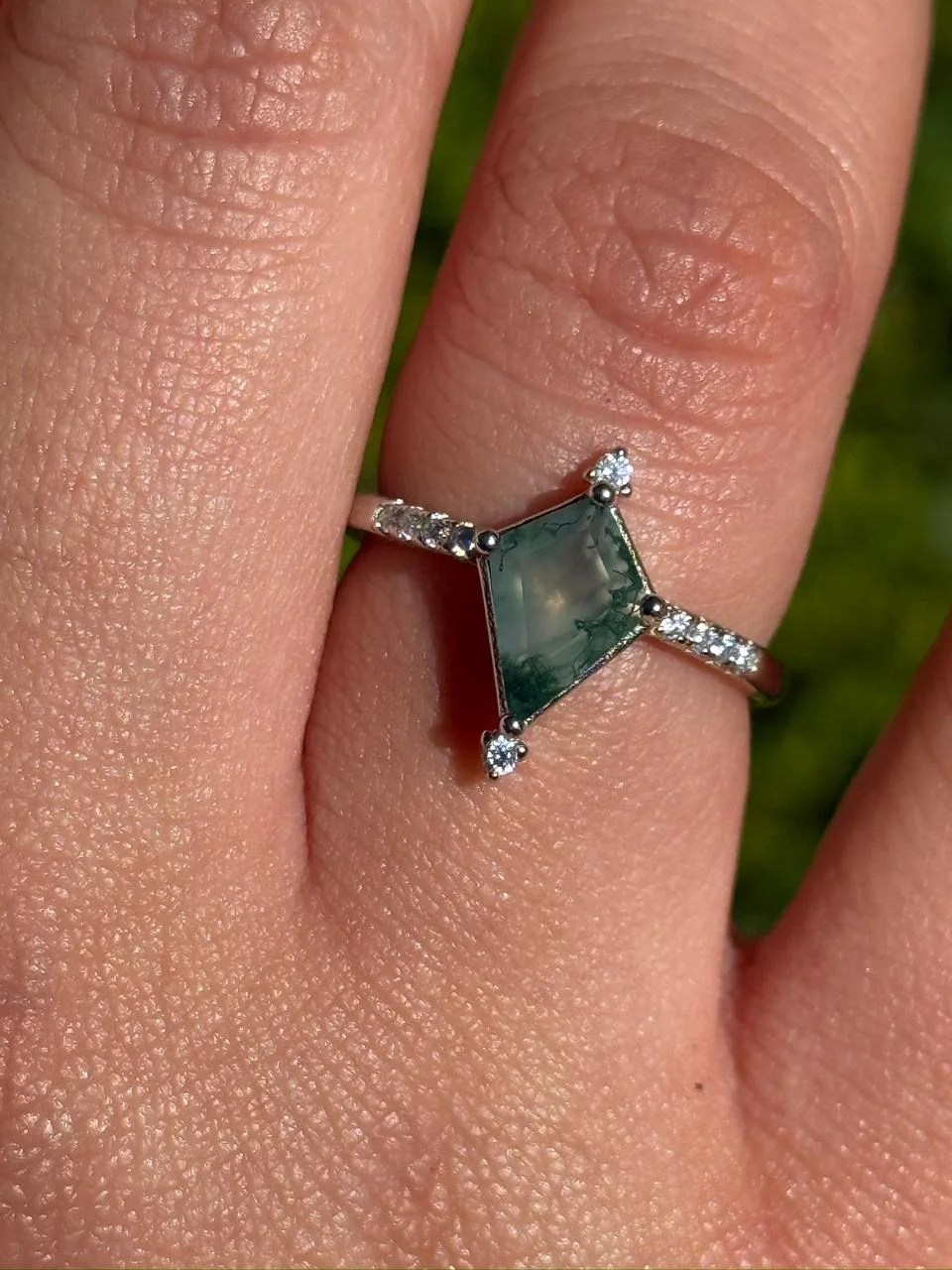 bague tree agate en argent s925 / خاتم حجر عقيق الشجرة من الفضة عيار 925