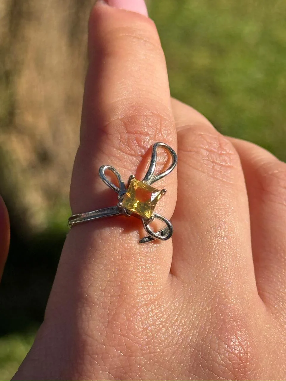 bague citrine en argent s925 /خاتم من حجر السترين من الفضة عيار 925