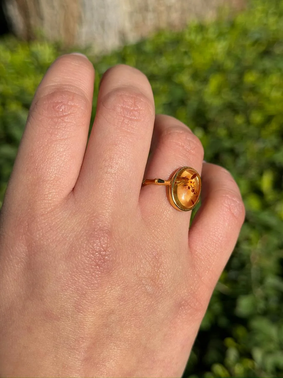 Bague Ambre en argent s925 / خاتم من الكهرمان والفضة عيار 925