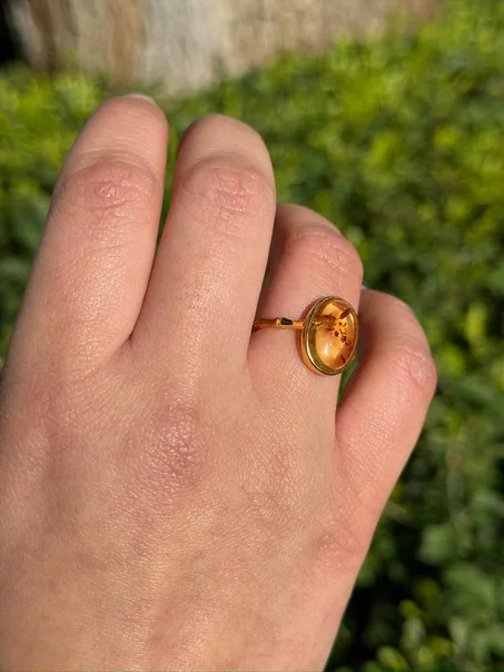 Bague Ambre en argent s925 / خاتم من الكهرمان والفضة عيار 925