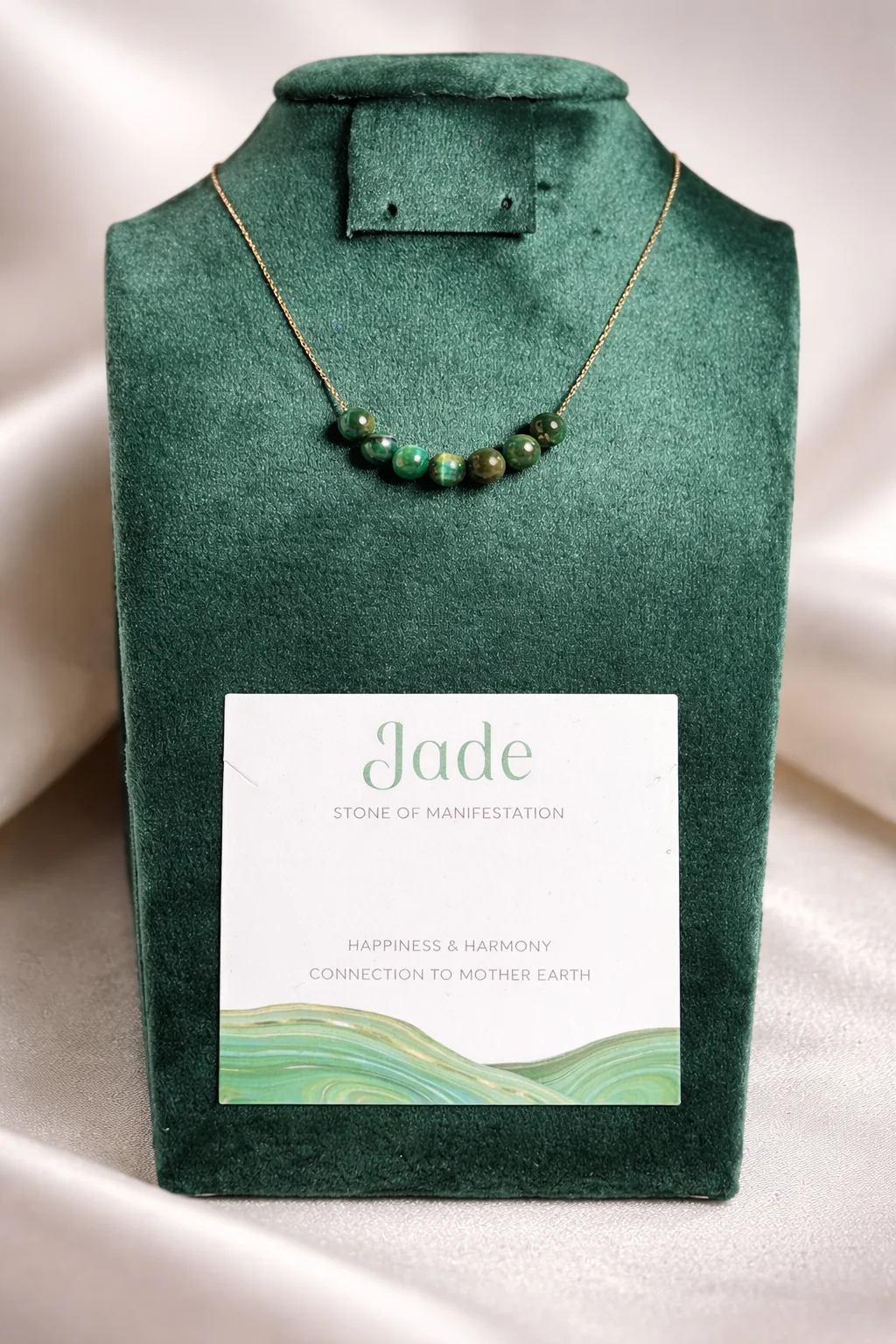 collier jade avec acier inoxydable
