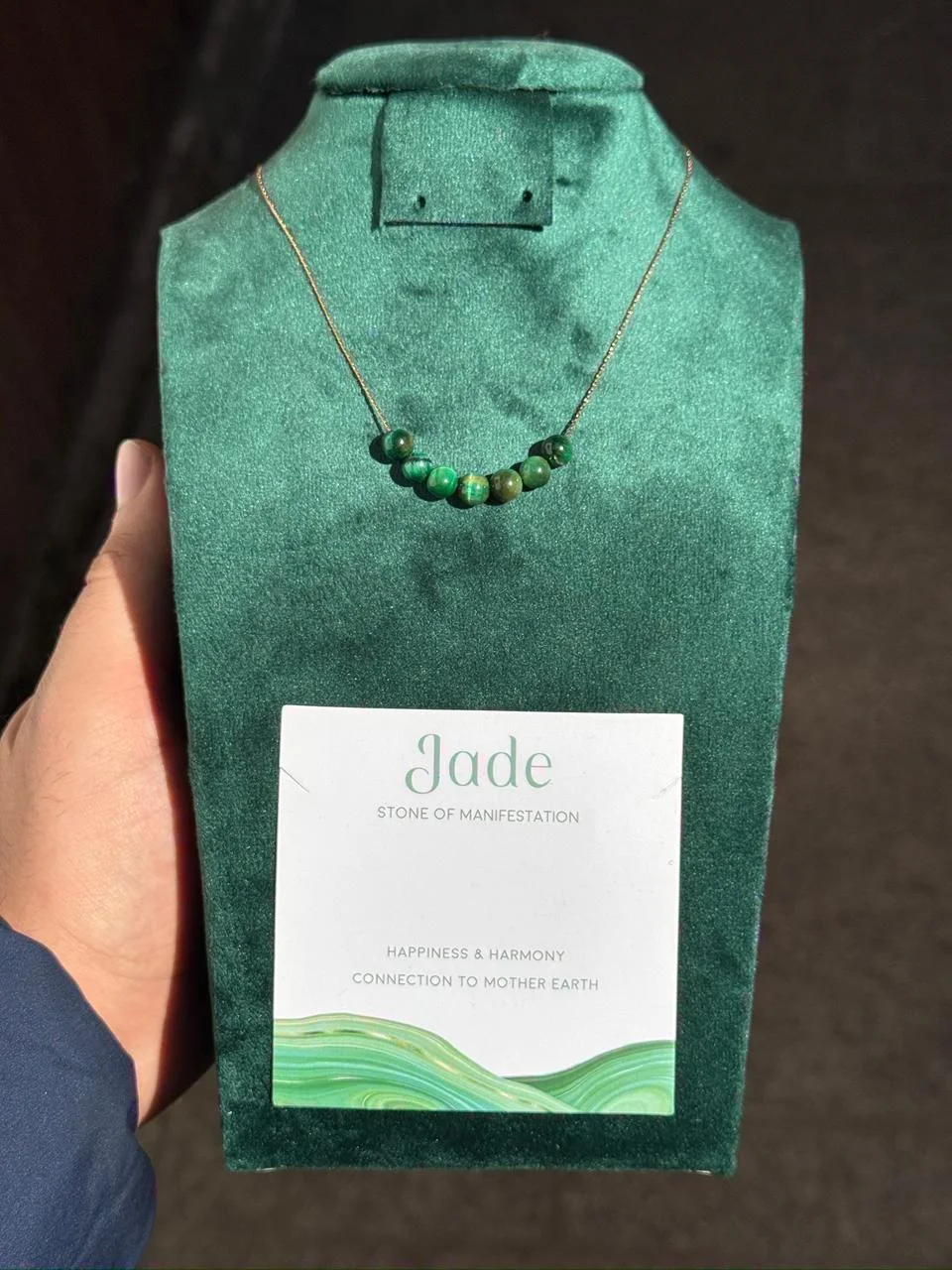 collier jade avec acier inoxydable
