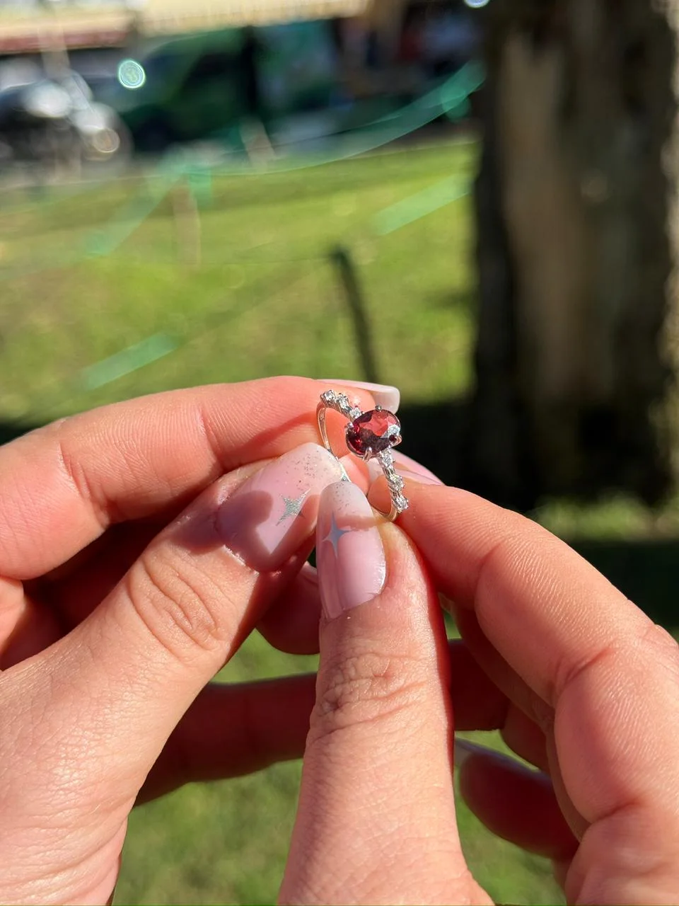 bague garnet en argent 925 / خاتم العقيق الأحمر فضة عيار 925