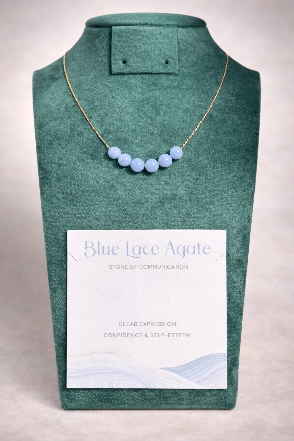 collier blue lace agate avec acier inoxydable