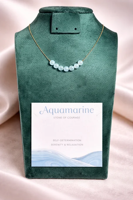 collier aquamarine avec acier inoxydable