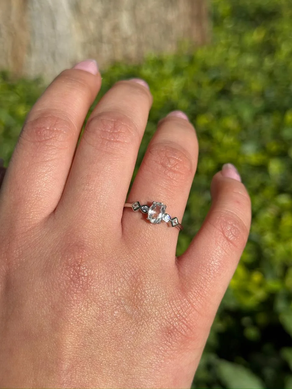 bague quartz claire en argent s925 /خاتم من الكوارتز الشفاف من الفضة عيار 925