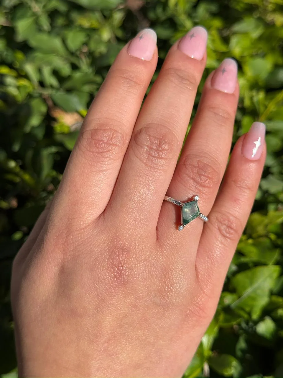 bague tree agate en argent s925 / خاتم حجر عقيق الشجرة من الفضة عيار 925