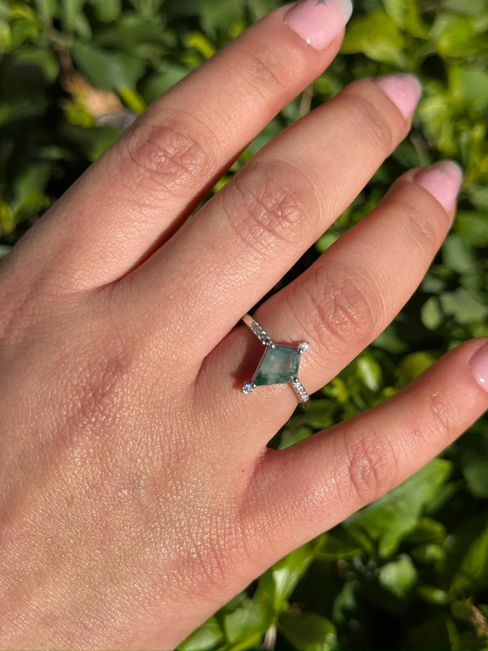 bague tree agate en argent s925 / خاتم حجر عقيق الشجرة من الفضة عيار 925