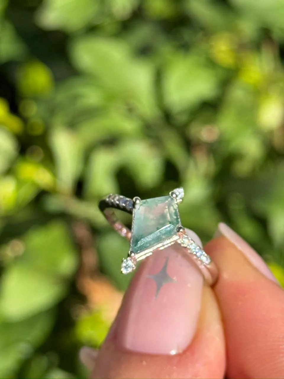 bague tree agate en argent s925 / خاتم حجر عقيق الشجرة من الفضة عيار 925