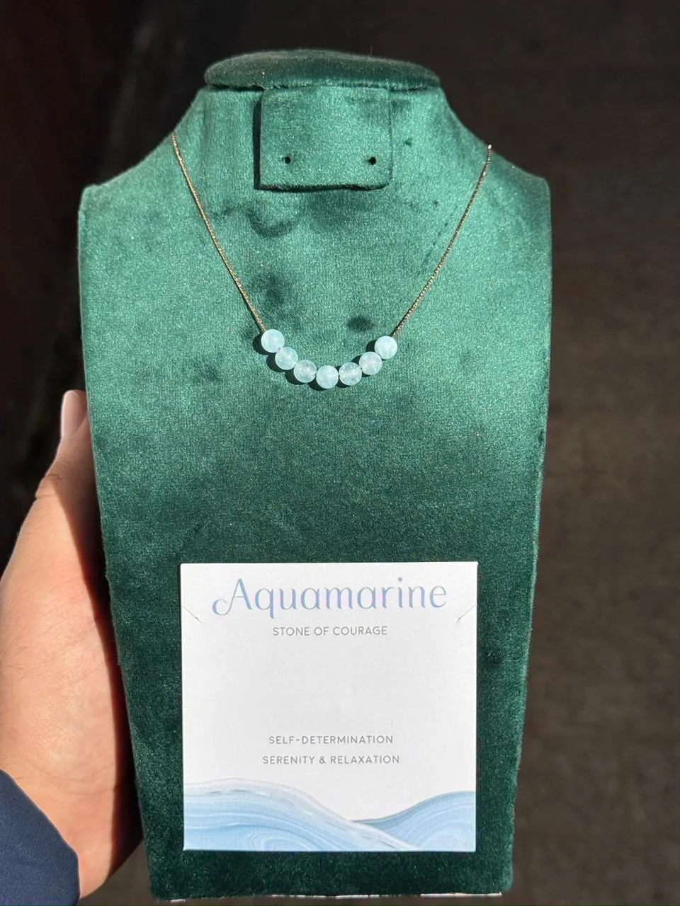 collier aquamarine avec acier inoxydable